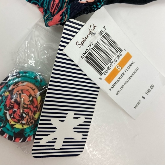 NWT * SPLENDID Farm House Double Dip Bandeau Swim Top   Size S - Picture 7 of 9